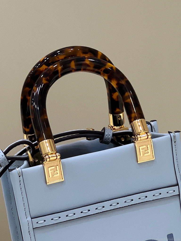 Fendi 8BS051 Mini Sunshine Blue laminated leather shopper