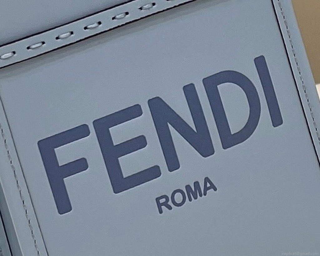 Fendi 8BS051 Mini Sunshine Blue laminated leather shopper