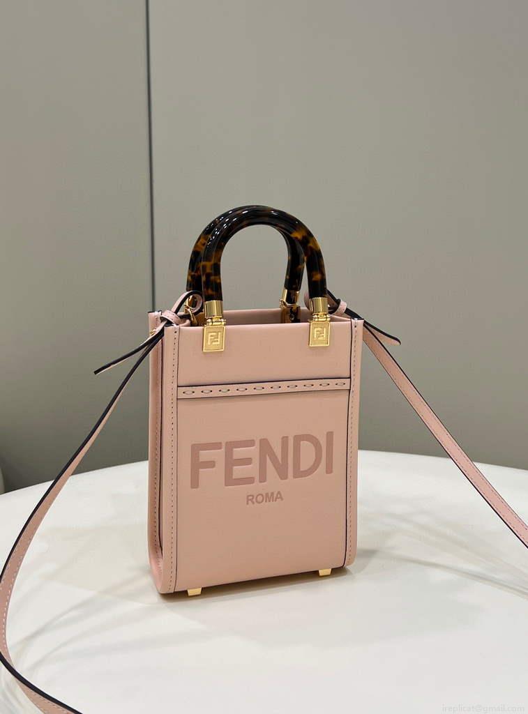 Fendi 8BS051 Mini Sunshine Pink laminated leather shopper