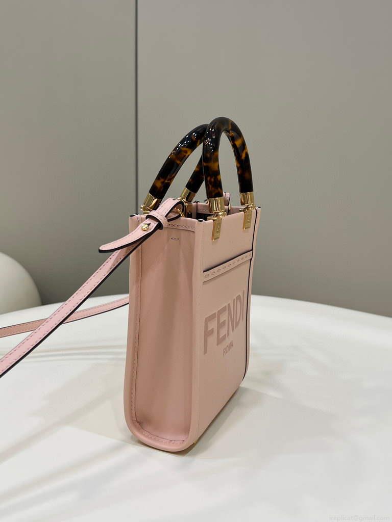 Fendi 8BS051 Mini Sunshine Pink laminated leather shopper