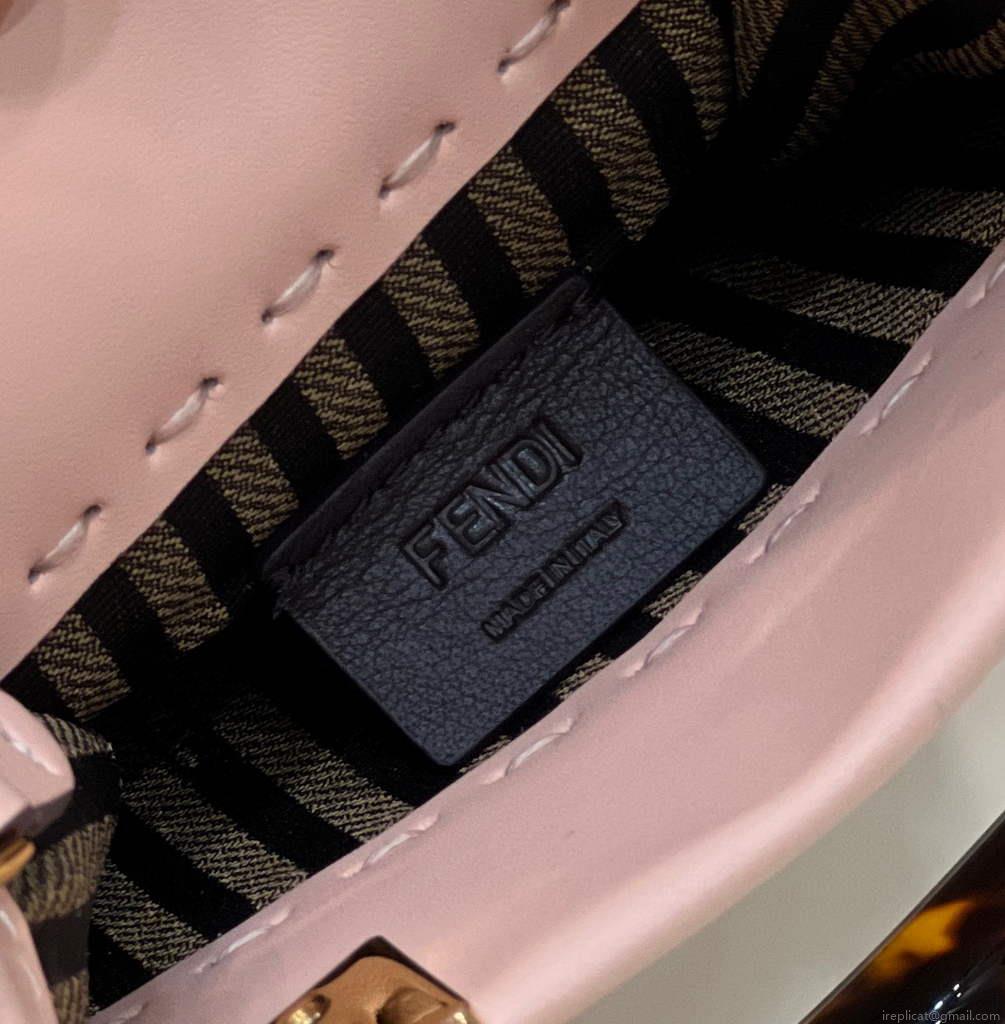 Fendi 8BS051 Mini Sunshine Pink laminated leather shopper