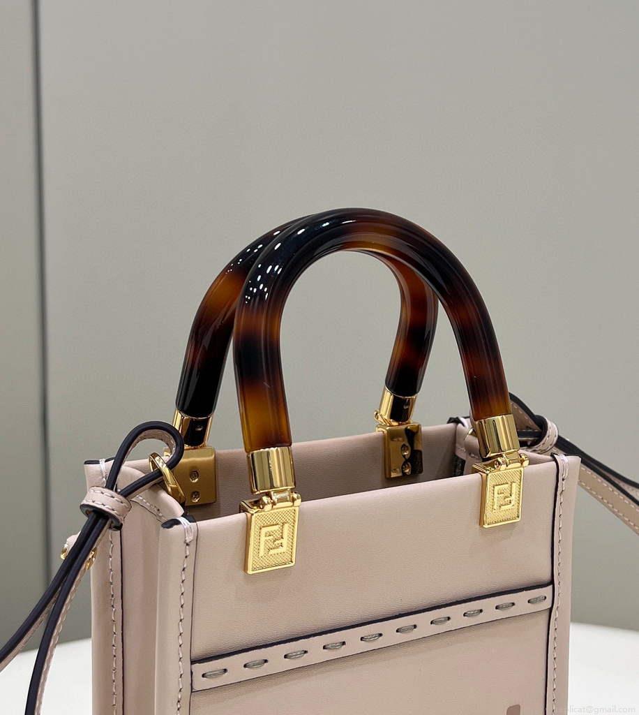 Fendi 8BS051 Mini Sunshine Light Pink laminated leather shopper
