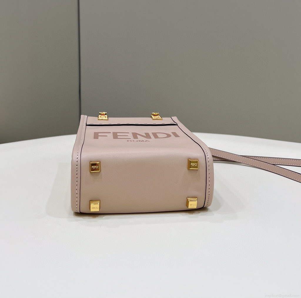 Fendi 8BS051 Mini Sunshine Light Pink laminated leather shopper