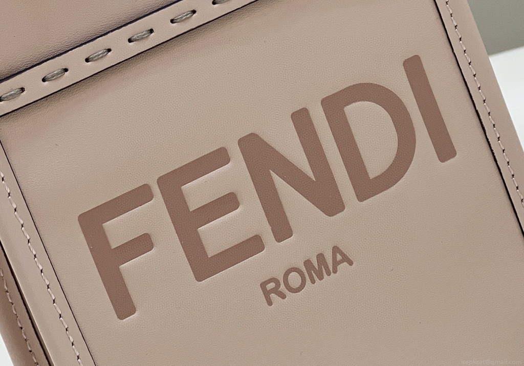 Fendi 8BS051 Mini Sunshine Light Pink laminated leather shopper