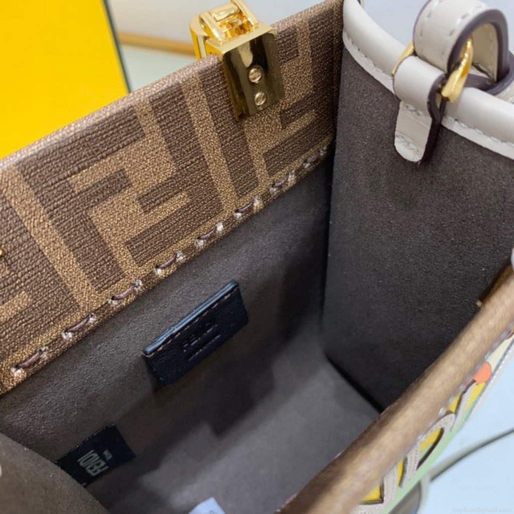 Fendi 8BS051 Mini Sunshine Brown FF printed fabric mini bag