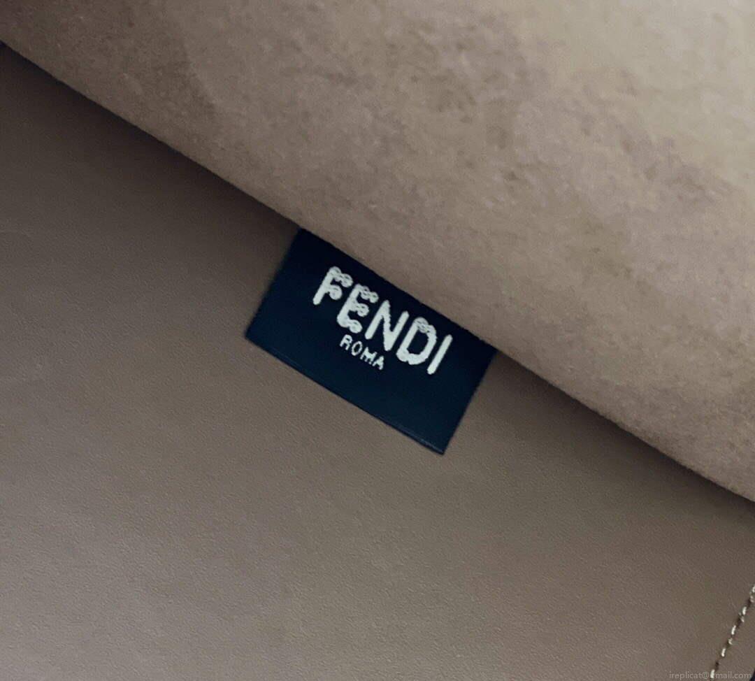Fendi 8BH386 Sunshine Medium FF White Glazed Fabric Shopper