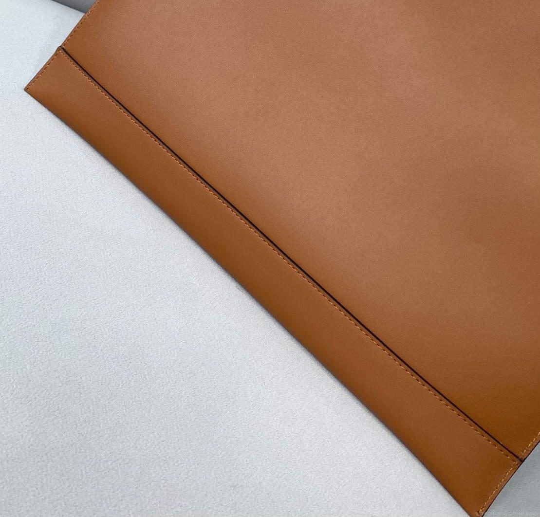 Fendi 8N0178AC9L Fendi logo flat pouch clutch 8370L Tan