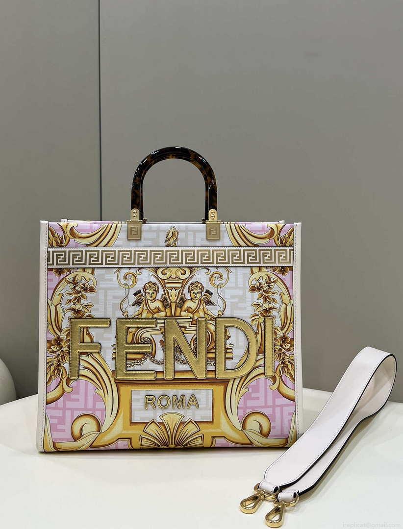 Fendi Sunshine Medium Tote Shoulder Bag 8BH386 Versace FF Logo