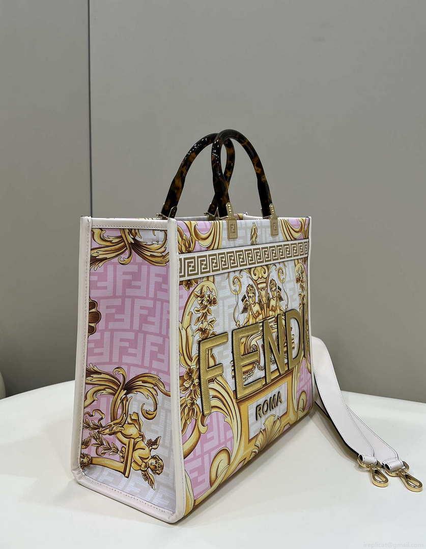 Fendi Sunshine Medium Tote Shoulder Bag 8BH386 Versace FF Logo