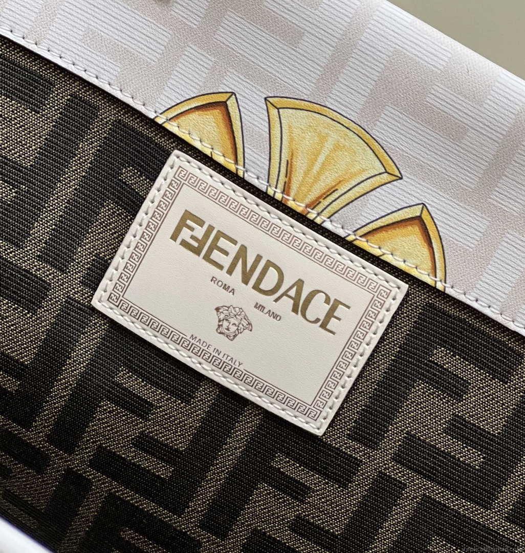 Fendi Sunshine Medium Tote Shoulder Bag 8BH386 Versace FF Logo