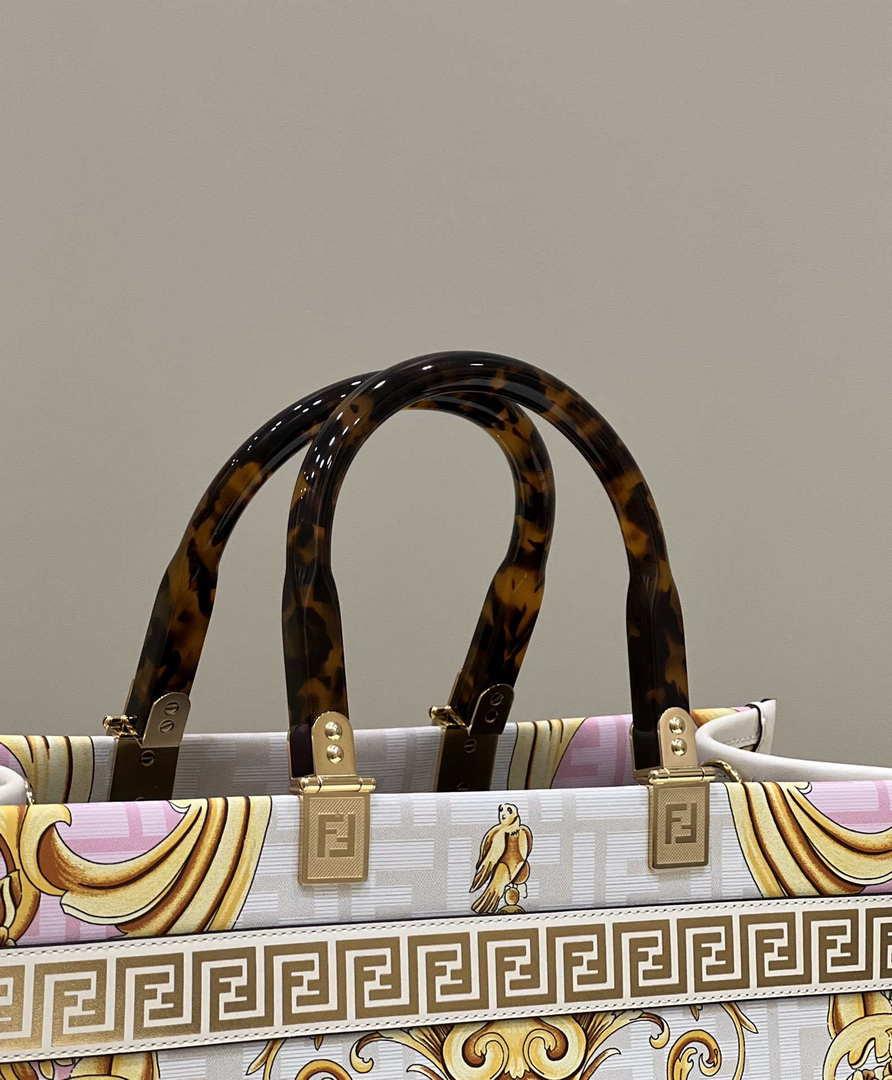 Fendi Sunshine Medium Tote Shoulder Bag 8BH386 Versace FF Logo