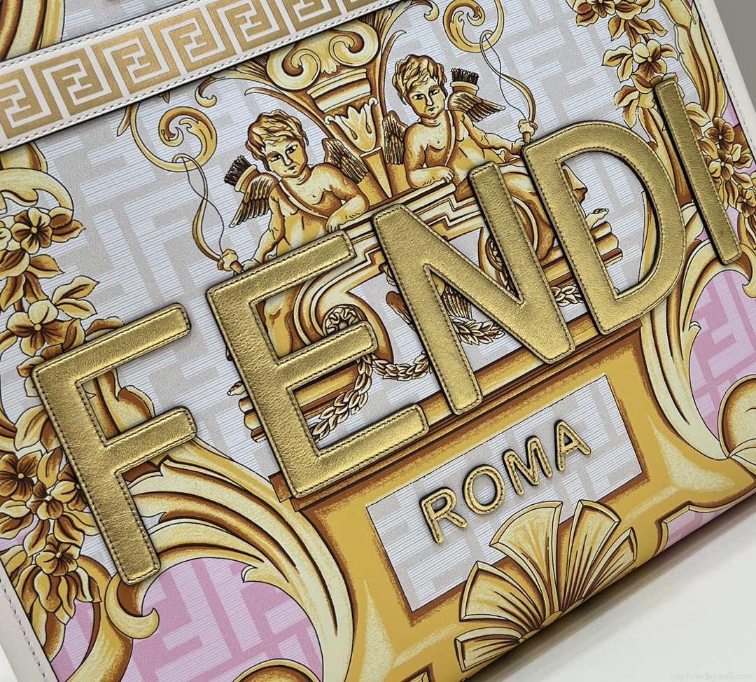 Fendi Sunshine Medium Tote Shoulder Bag 8BH386 Versace FF Logo