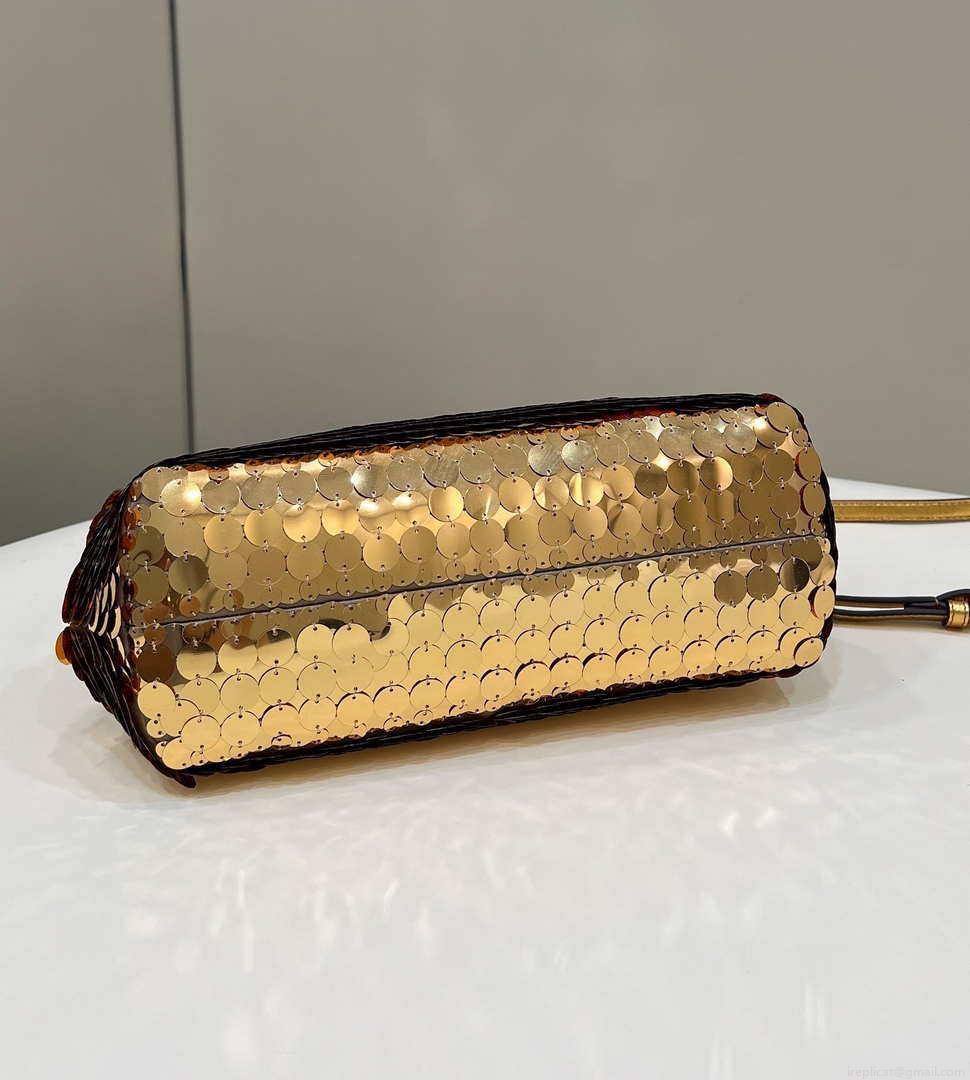Fendi 8BP129 Fendi First Small Gold sequinned bag 80018M