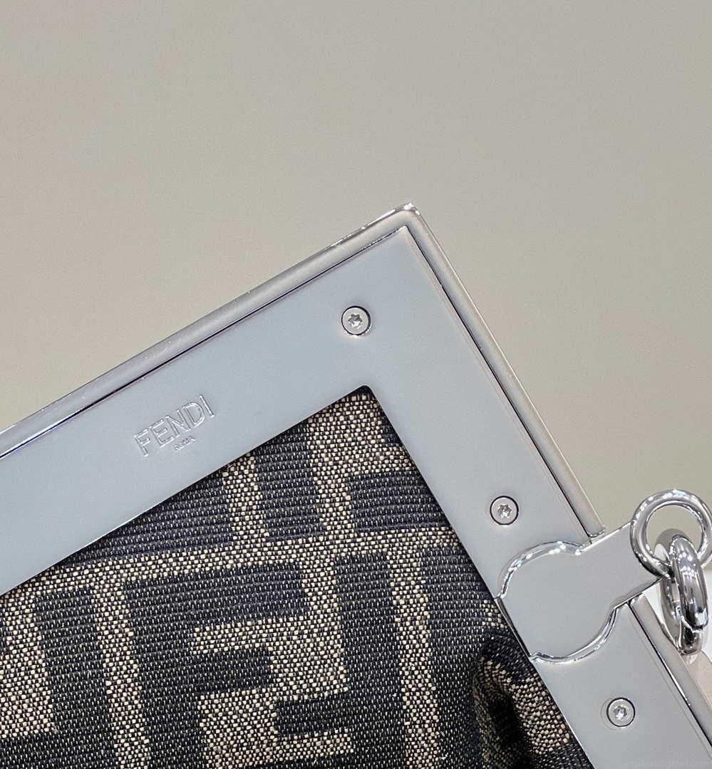 Fendi 8BP129 First Small Leather bag with silver and light brown inlay 80018M