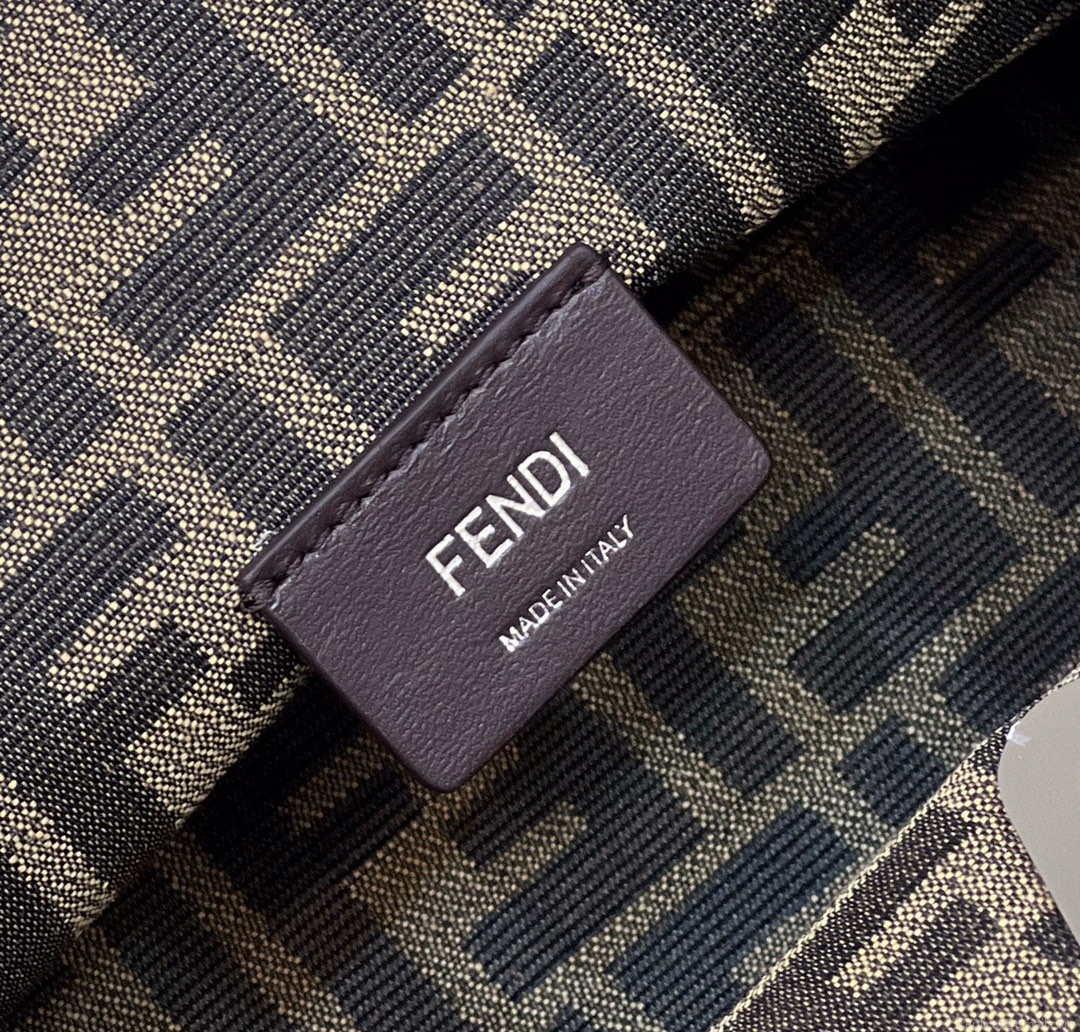 Fendi 8BP129 First Small Leather bag with silver and light brown inlay 80018M