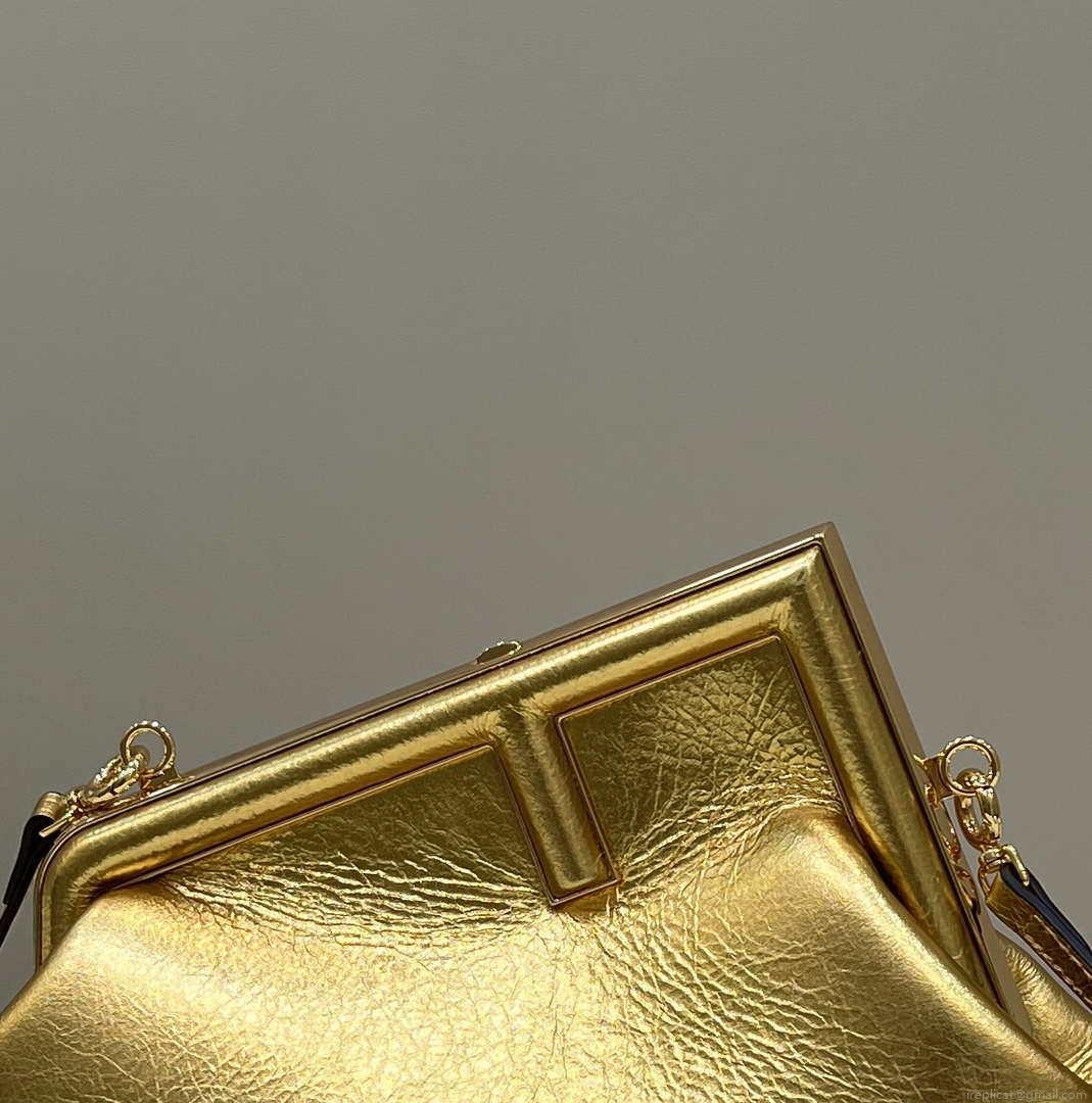 Fendi 8BP129 First Small Gold laminated leather bag 80018M