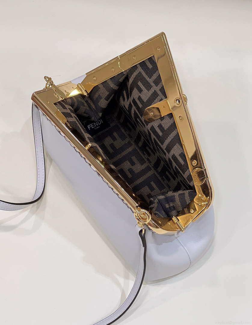 Fendi 8BP129 First Small Fuchsia leather and python leather bag 80018M White