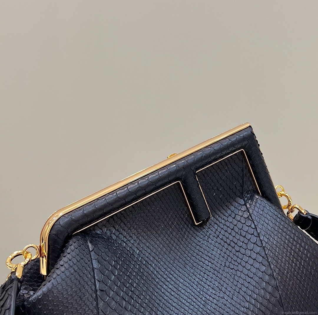 Fendi 8BP129 First Small Python leather bag 80018M Black