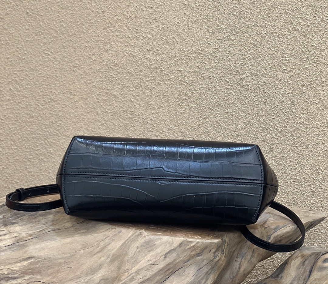 Fendi 8BP129 First Small Crocodile leather bag 80018M Black