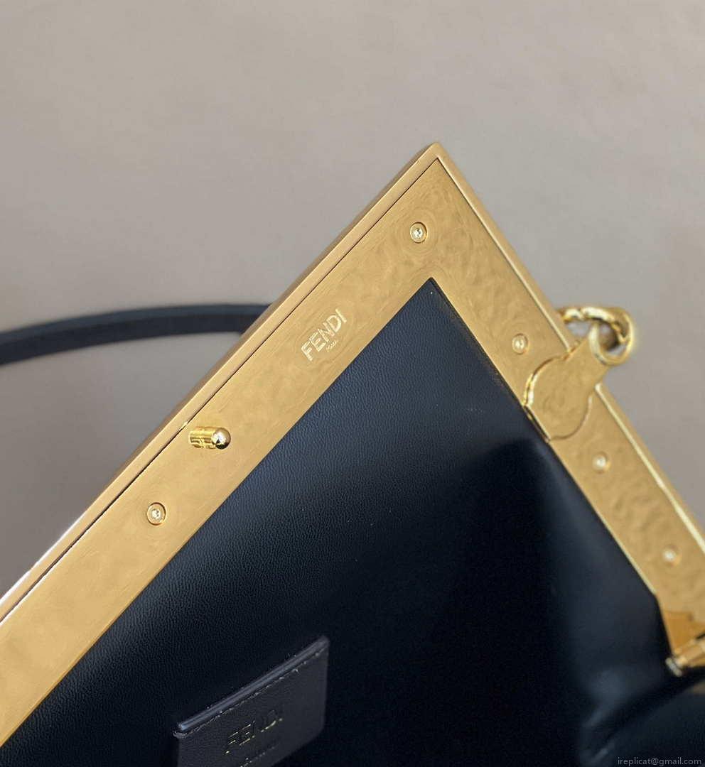 Fendi 8BP129 First Small Crocodile leather bag 80018M Black