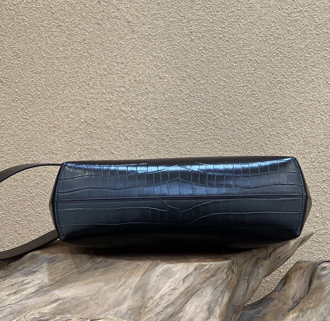 Fendi 8BP127 FENDI FIRST Medium Black Crocodile leather bag
