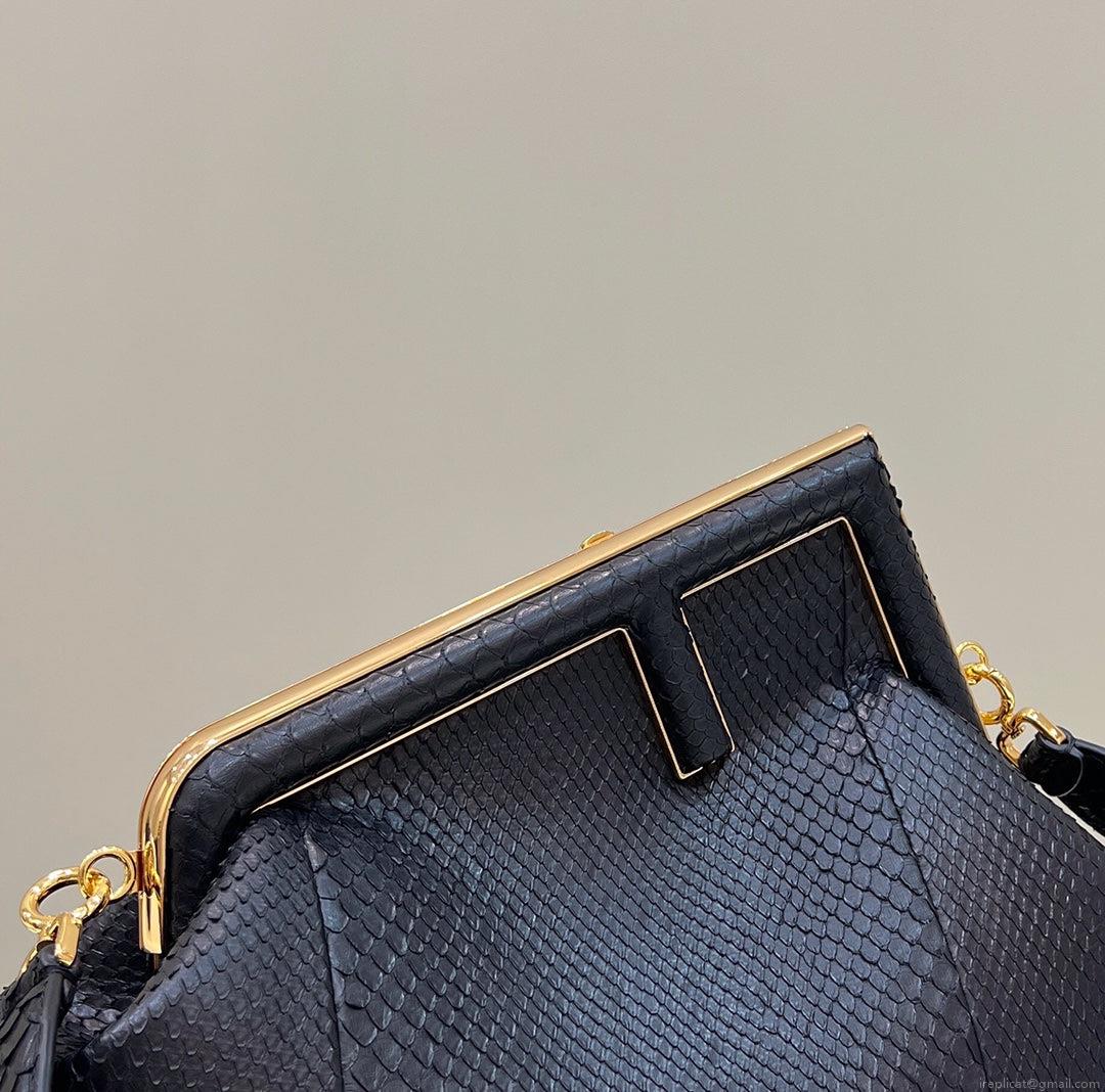 Fendi 8BP127 FENDI FIRST Medium Black Python leather bag