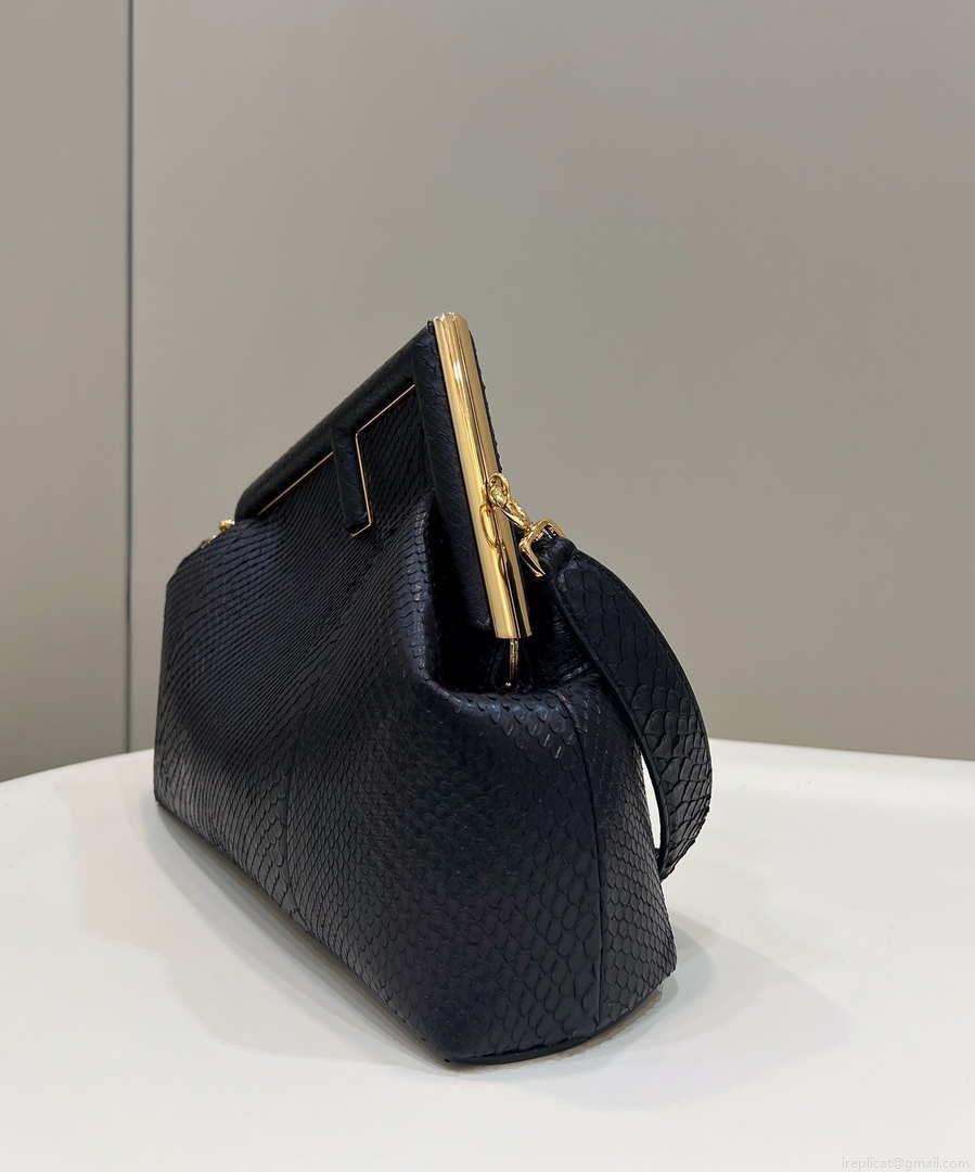 Fendi 8BP127 FENDI FIRST Medium Black Python leather bag