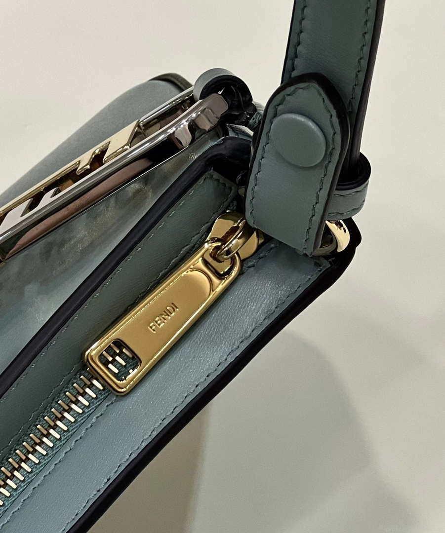 Fendi O’Lock Swing Camellia leather pouch 8BS068 Green