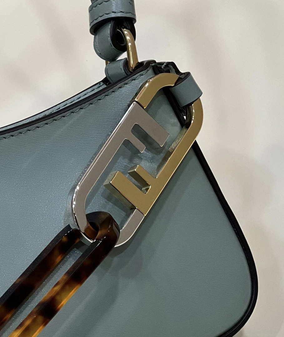 Fendi O’Lock Swing Camellia leather pouch 8BS068 Green