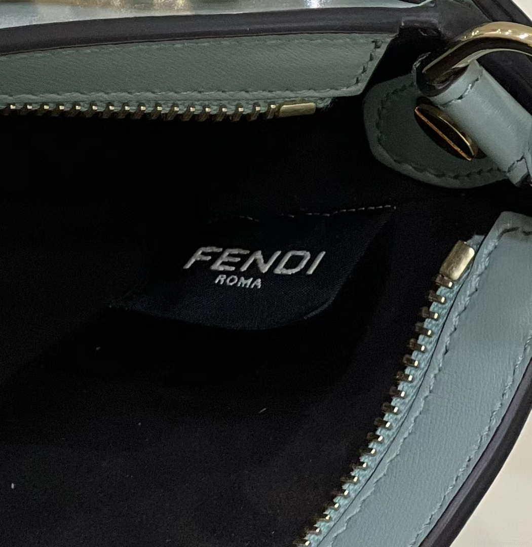 Fendi O’Lock Swing Camellia leather pouch 8BS068 Green