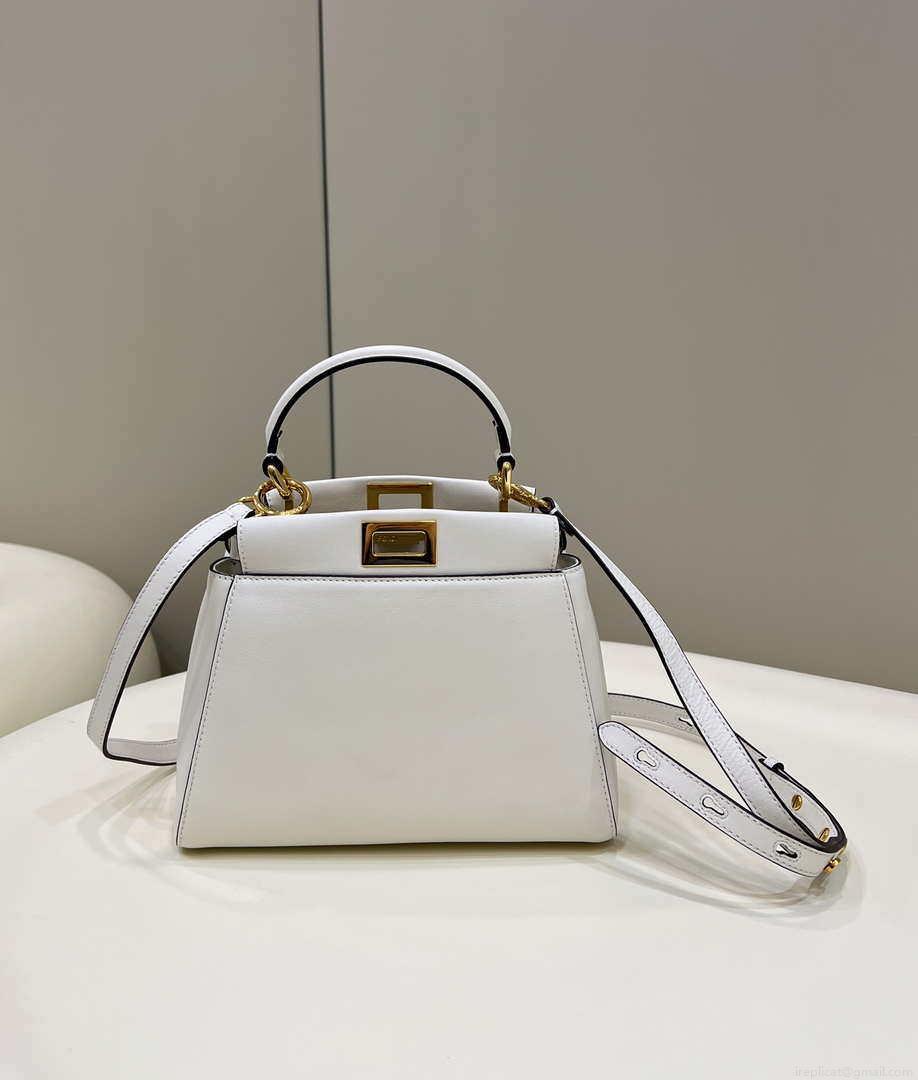 Fendi 8BN335 Peekaboo ISeeU Small White leather bag 2113s