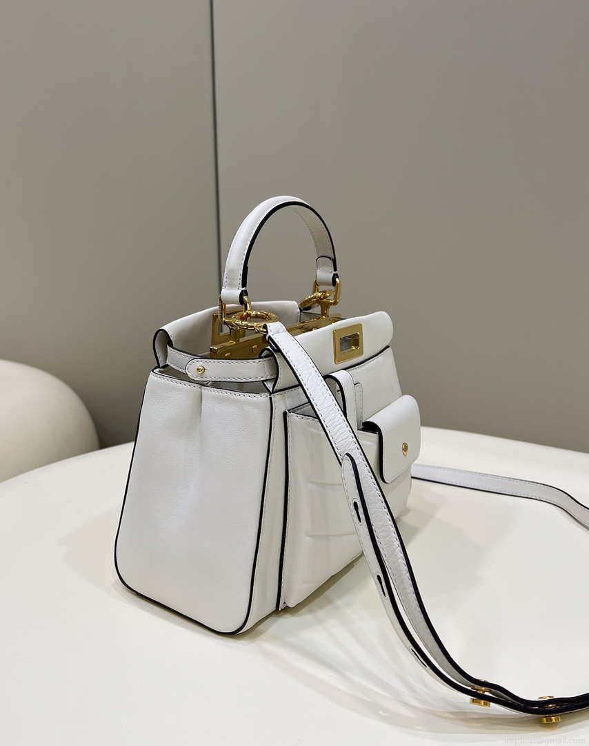 Fendi 8BN335 Peekaboo ISeeU Small White leather bag 2113s