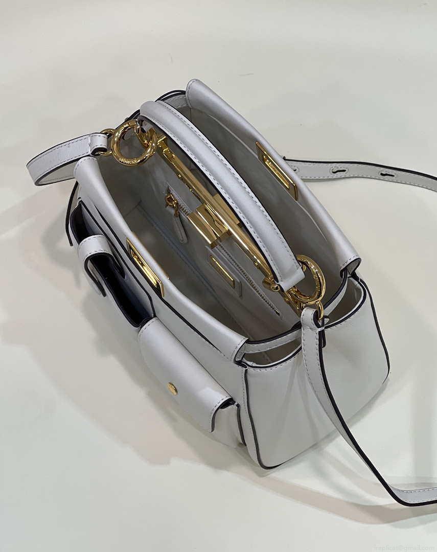 Fendi 8BN335 Peekaboo ISeeU Small White leather bag 2113s
