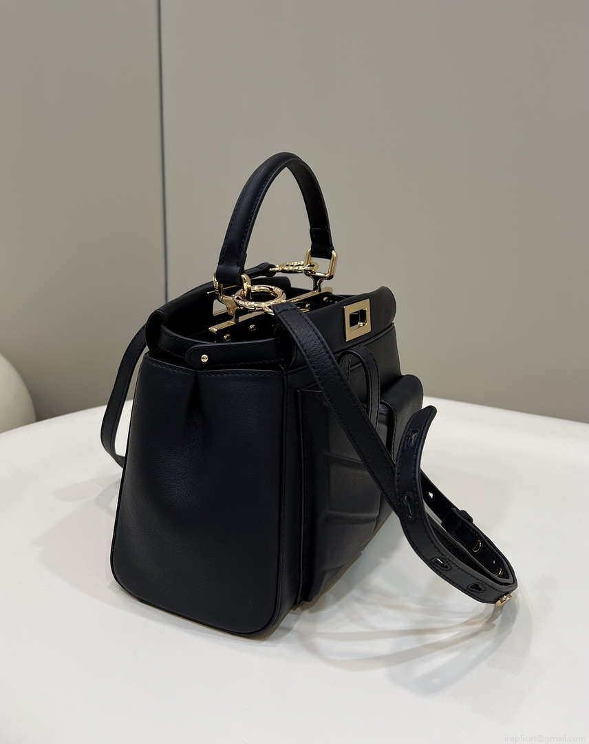 Fendi 8BN335 Peekaboo ISeeU Small Black leather bag 2113s