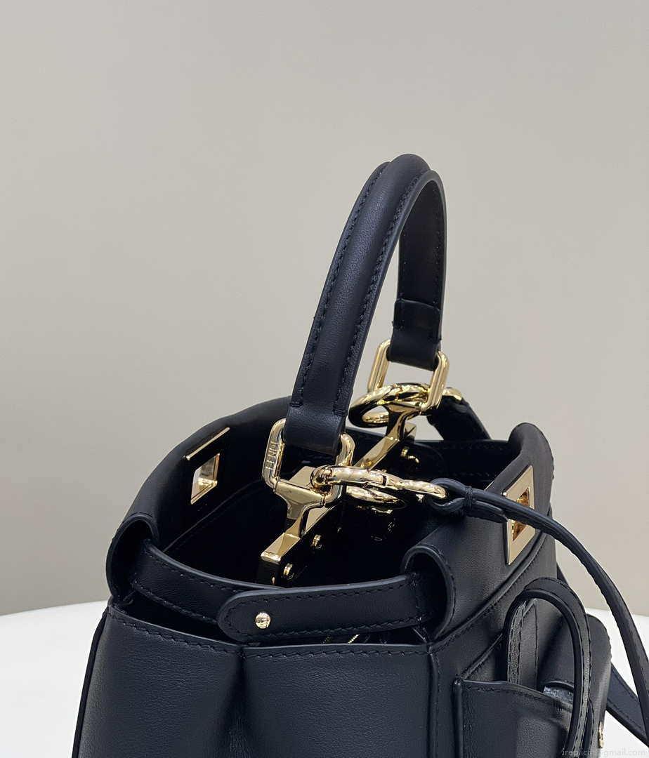 Fendi 8BN335 Peekaboo ISeeU Small Black leather bag 2113s