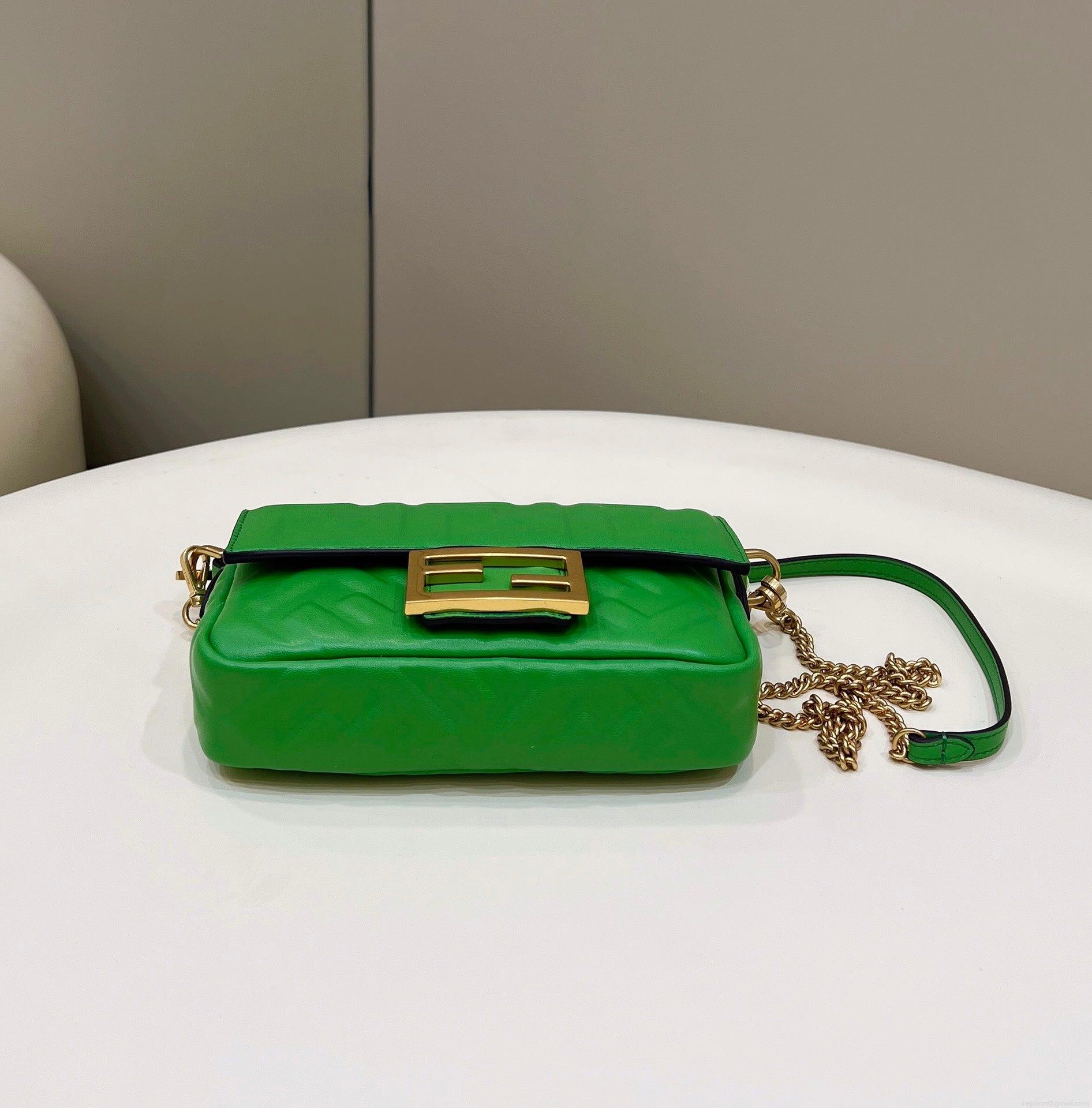 Fendi 8BS017 Baguette Mini Green leather 0135 bag