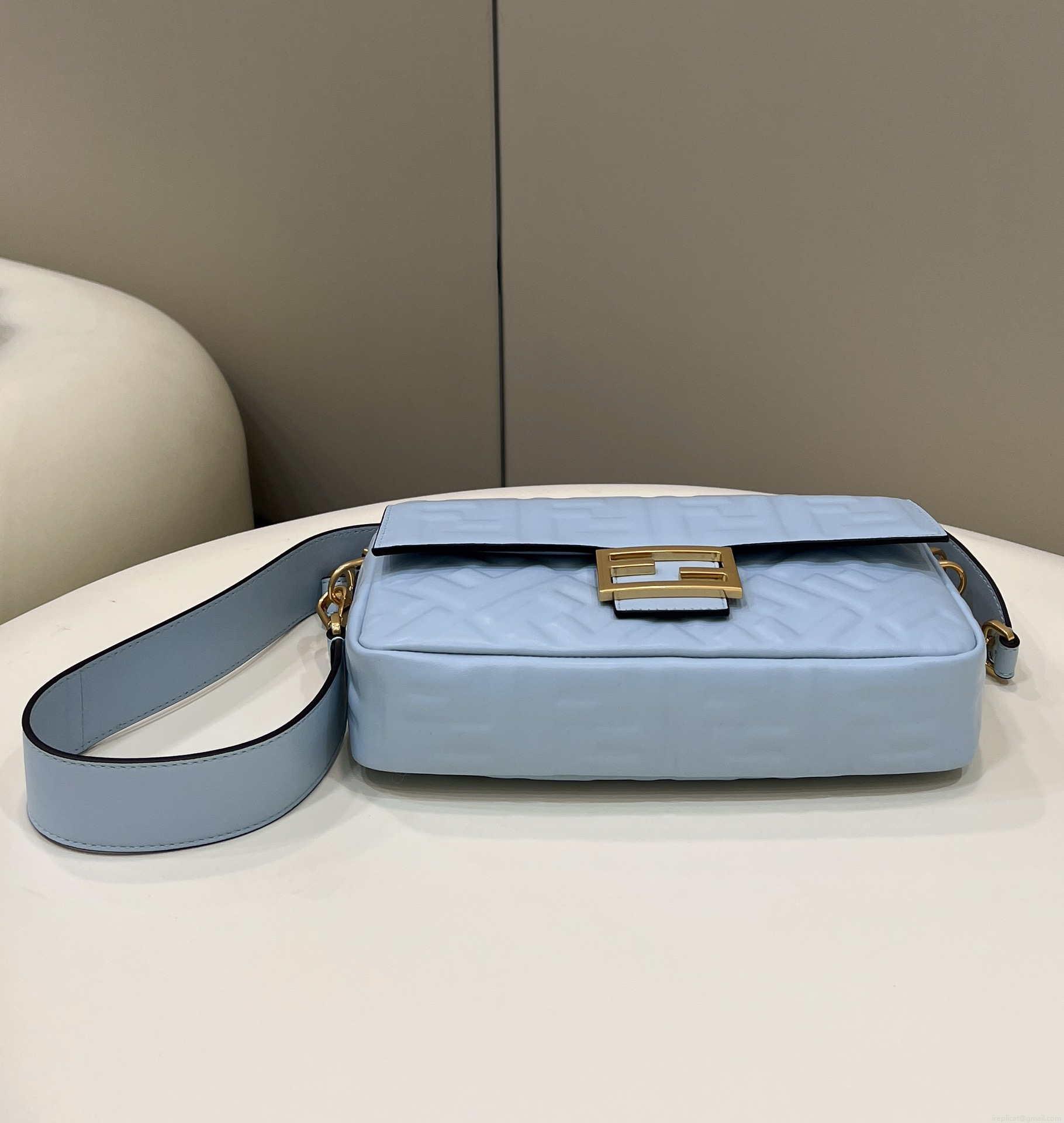 Fendi 8BR600 Baguette Medium Blue leather 0135M bag