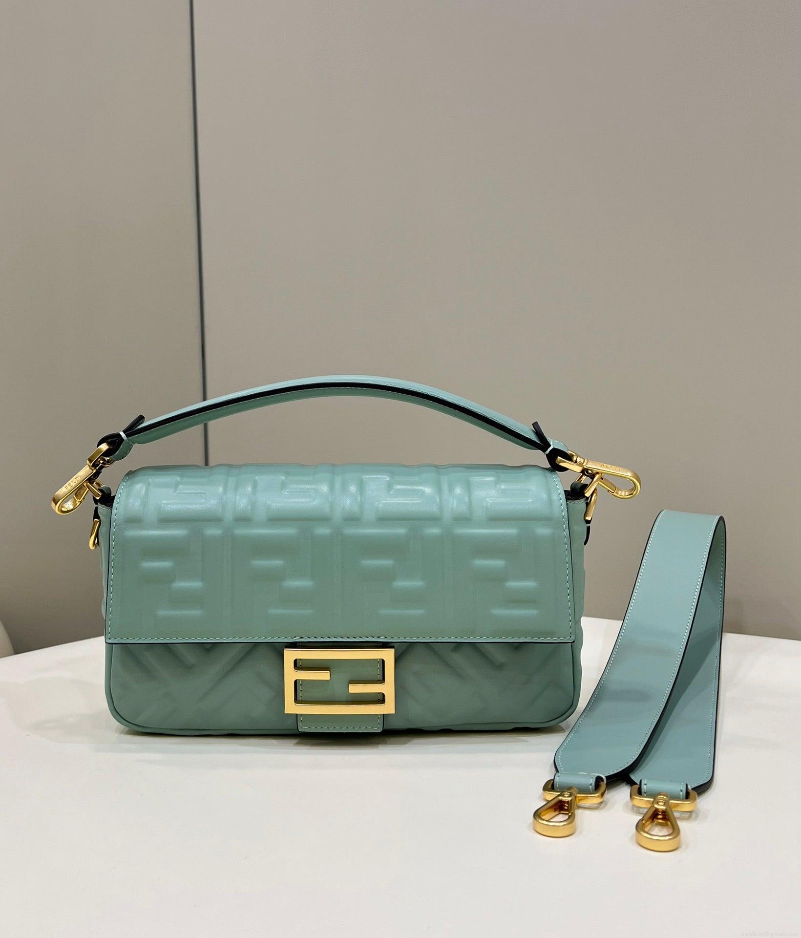 Fendi 8BR600 Baguette Medium Lake Blue leather 0135M bag