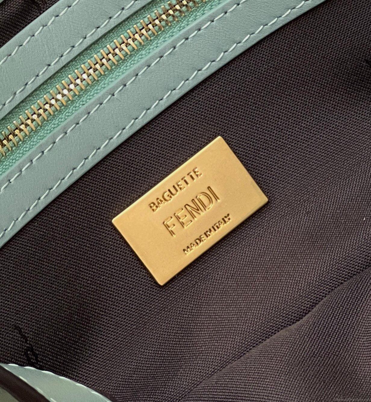 Fendi 8BR600 Baguette Medium Lake Blue leather 0135M bag