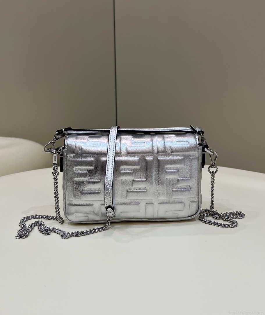 Fendi 8BS017 Baguette Mini Silver leather 0135 bag
