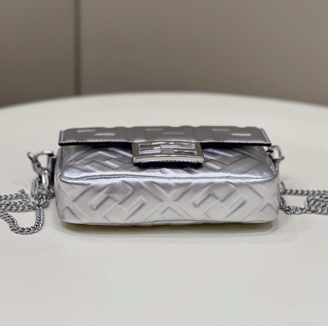 Fendi 8BS017 Baguette Mini Silver leather 0135 bag