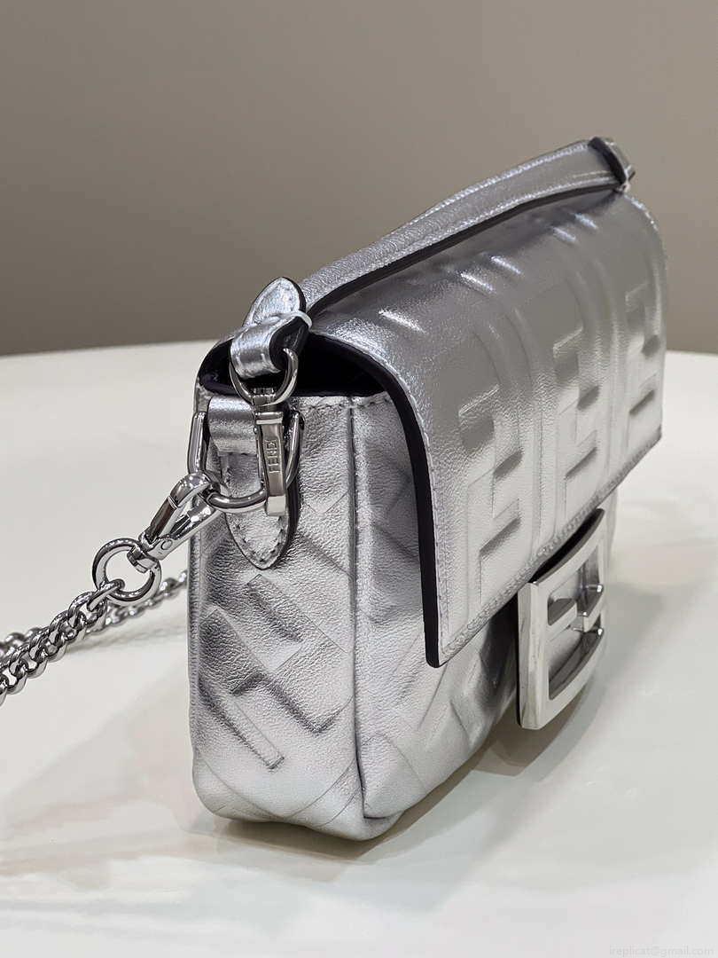 Fendi 8BS017 Baguette Mini Silver leather 0135 bag