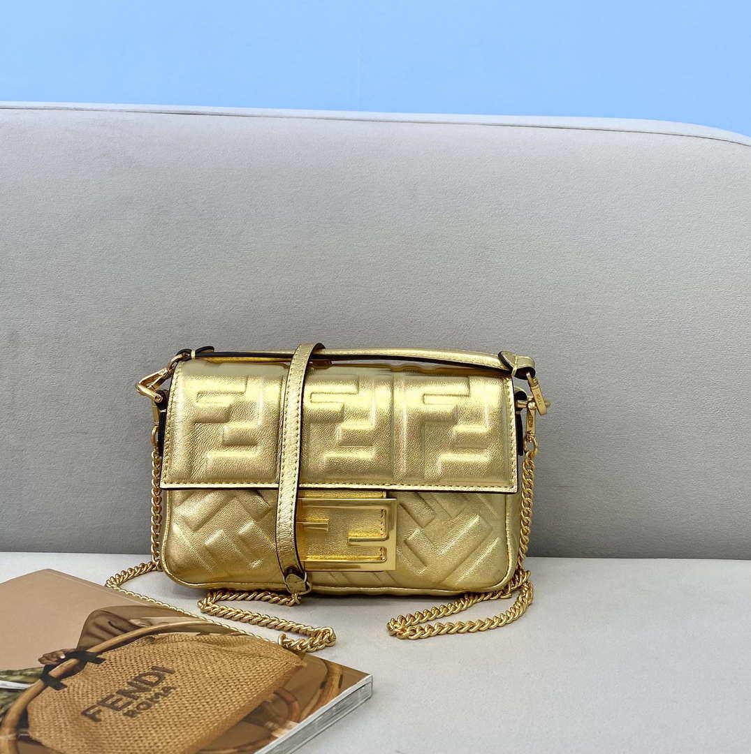 Fendi 8BS017 Baguette Mini Gold leather 0135 bag