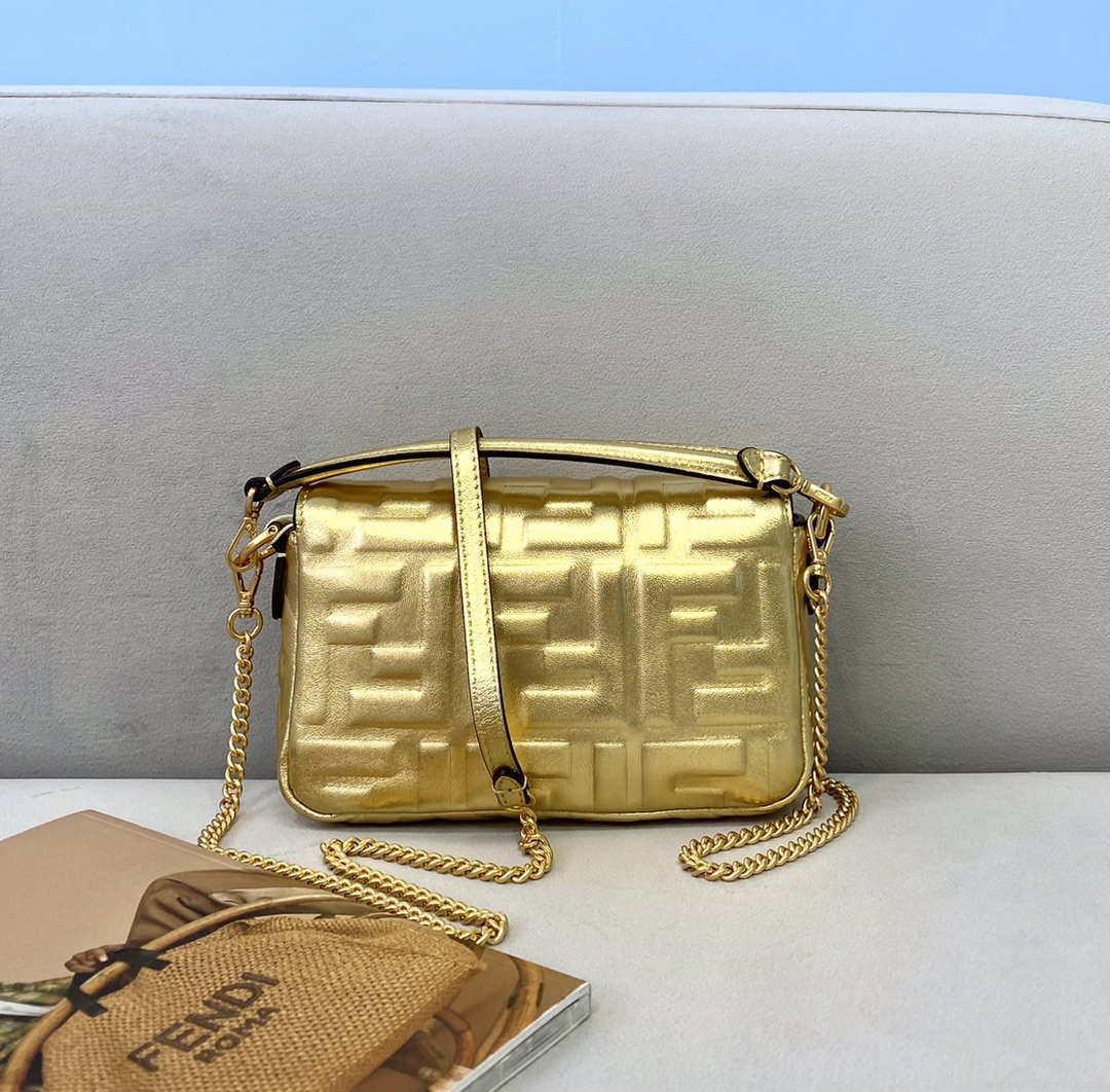 Fendi 8BS017 Baguette Mini Gold leather 0135 bag