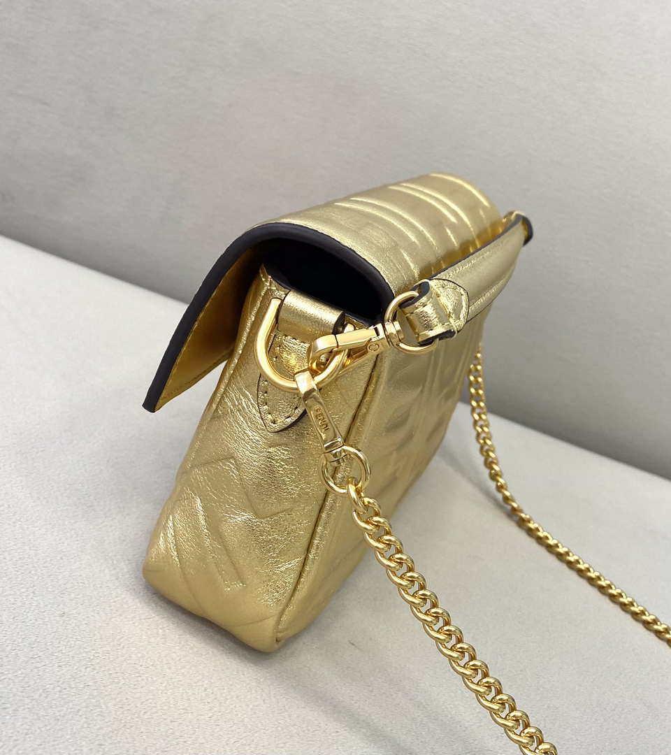 Fendi 8BS017 Baguette Mini Gold leather 0135 bag