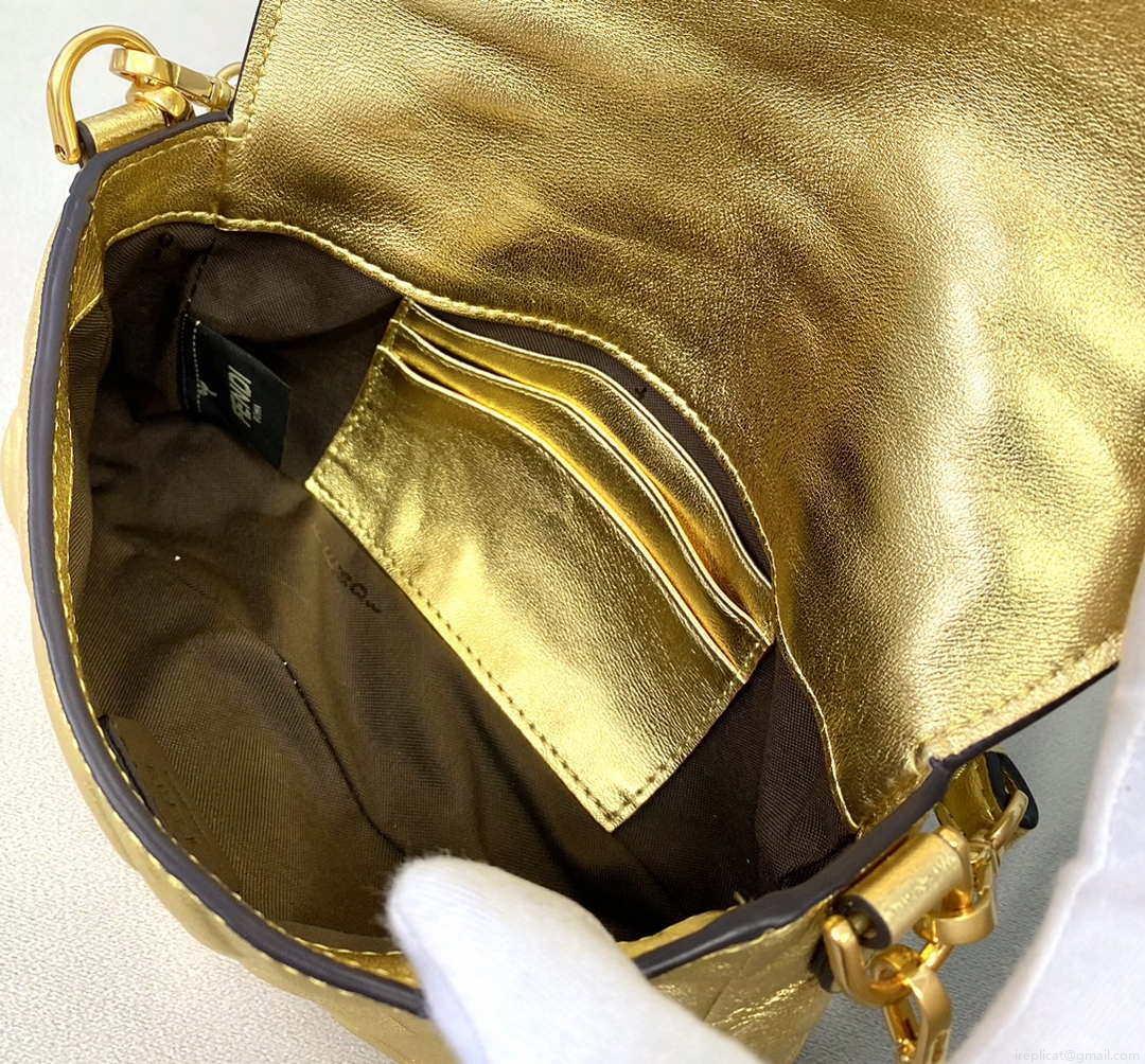 Fendi 8BS017 Baguette Mini Gold leather 0135 bag