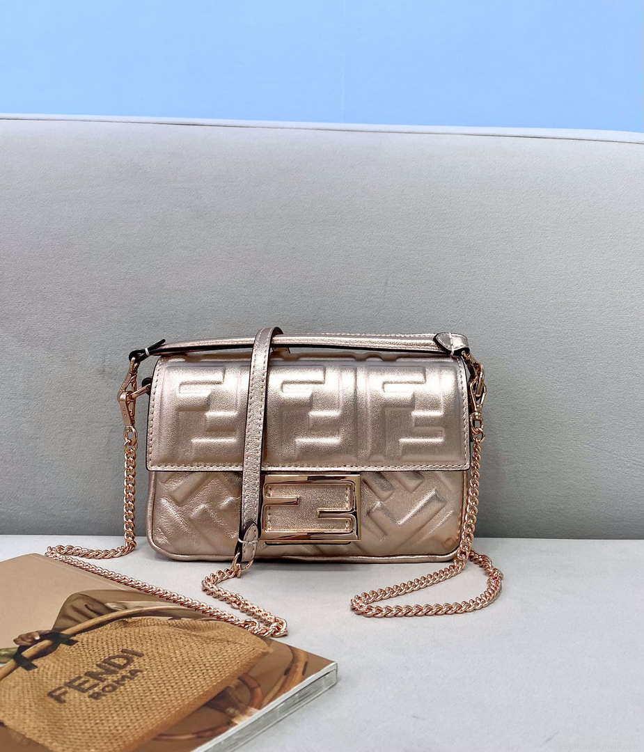 Fendi 8BS017 Baguette Mini Pink Gold leather 0135 bag