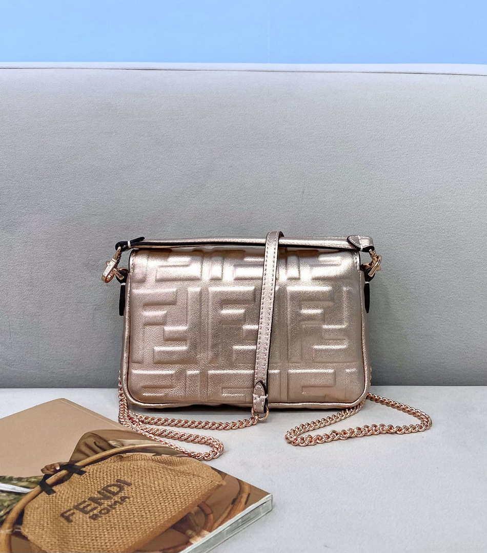 Fendi 8BS017 Baguette Mini Pink Gold leather 0135 bag