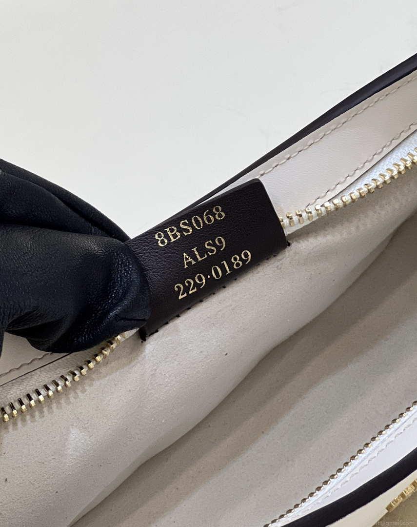 Fendi 8BS068ALS9F1IVS O’Lock Swing Camellia leather and fox fur pouch 8573 White