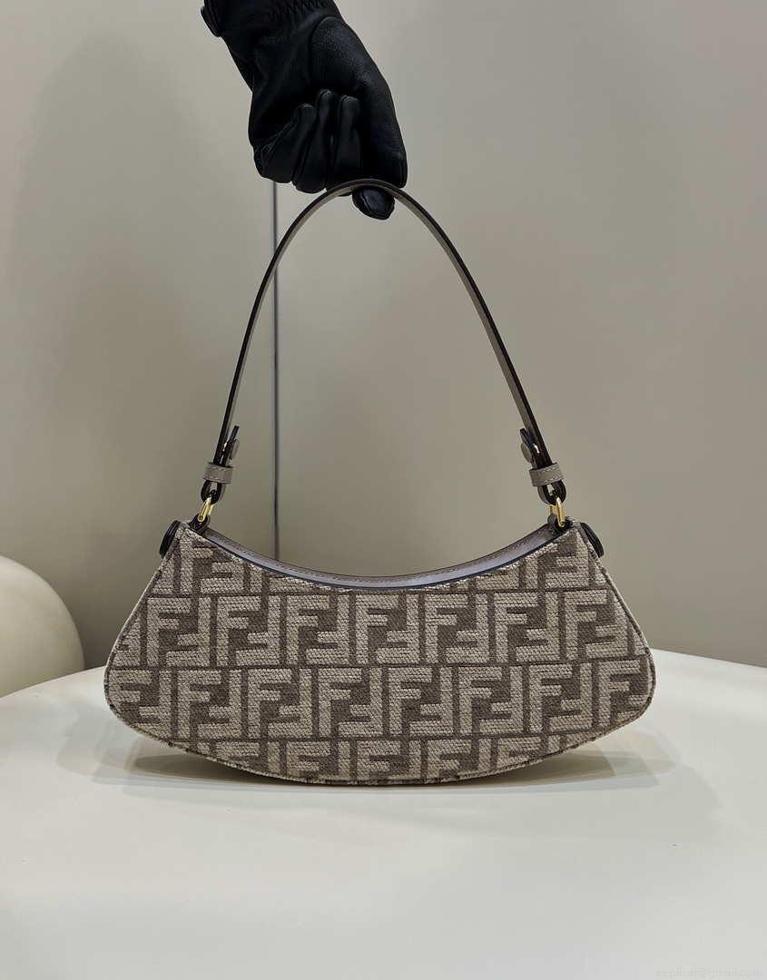 Fendi 8BS068 O’Lock Swing Gray and fox fur pouch 8573